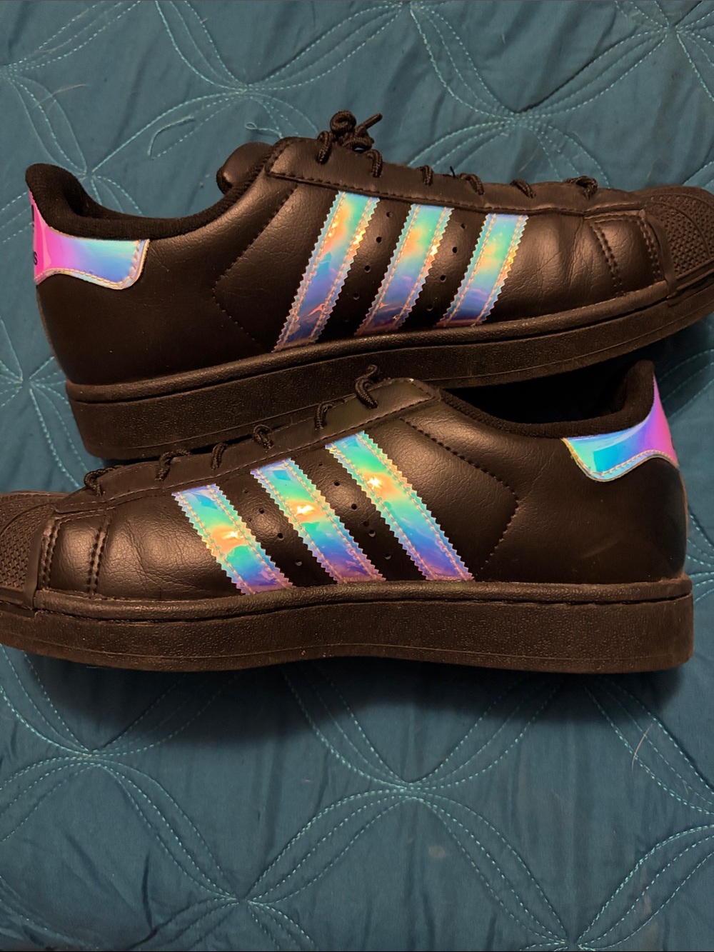 adidas Black Sneakers with Holographic Stripes